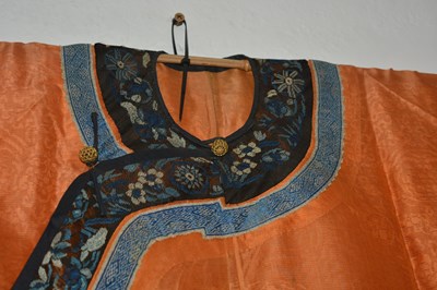 Lot 271 - Orange ground gauze silk ladies' robe, Changyi...