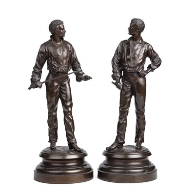 Lot 389 - A pair of late 19th/early 20th century bronze...