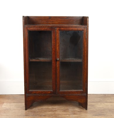 Lot 20 - Oak glazed cabinet 1930s, with galleried top,...