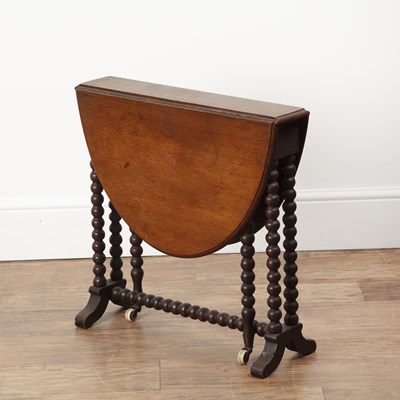 Lot 17 - Mahogany Pembroke table on bobbin turns, legs...