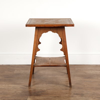 Lot 66 - Parquetry inlaid oak table Aesthetic movement,...