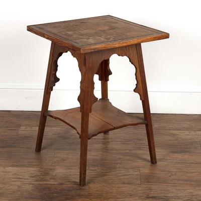 Lot 66 - Parquetry inlaid oak table Aesthetic movement,...