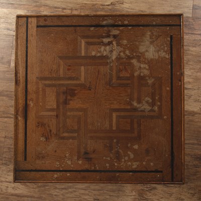 Lot 66 - Parquetry inlaid oak table Aesthetic movement,...