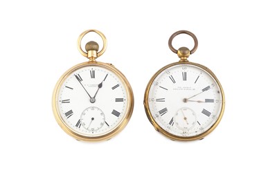 Lot 333 - An 18ct gold open face pocket watch, the white...