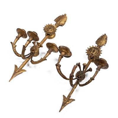 Lot 492 - A pair of gilt French Empire wall sconces