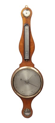 Lot 380 - A George III satin wood cased barometer 32cm...