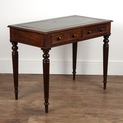Lot 92 - Mahogany and green leather writing table 19th...