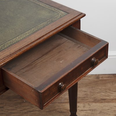 Lot 92 - Mahogany and green leather writing table 19th...