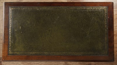 Lot 92 - Mahogany and green leather writing table 19th...