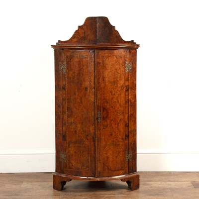 Lot 96 - Burr walnut standing corner cupboard 18th...