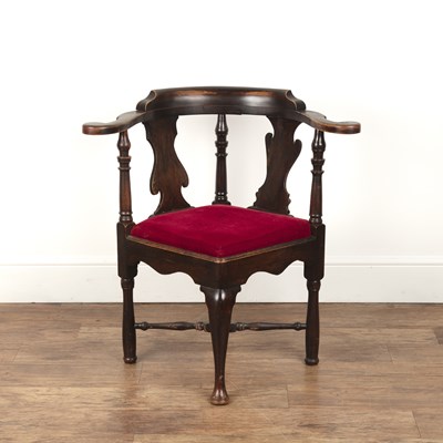 Lot 99 - Corner chair 19th Century, with a red velvet...