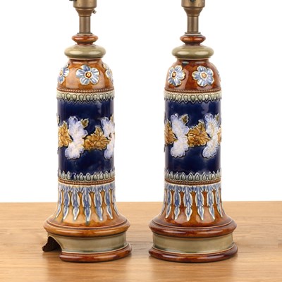 Lot 153 - Attributed to Doulton Lambeth pair of lamps,...