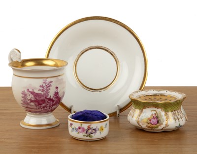 Lot 341 - Meissen German, including a pounce pot or...