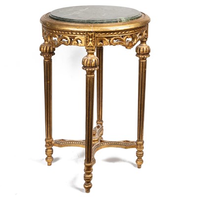 Lot 265 - A marble topped giltwood occasional table