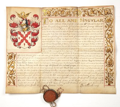 Lot 159 - Document and seal dated 1663, relating to the...