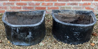 Lot 1350B - A pair of 'D' shaped lead planters