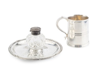 Lot 781 - A mid Victorian silver circular inkstand, with...