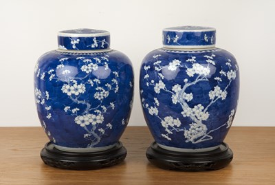 Lot 502 - Pair of large blue and white porcelain ginger...