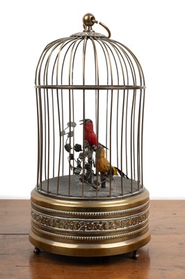 Lot 346 - An early 20th century automaton of two singing birds in a birdcage