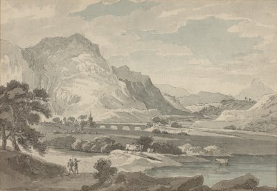 Lot 164 - Thomas Sunderland (1744-1828) Mountainous lake...