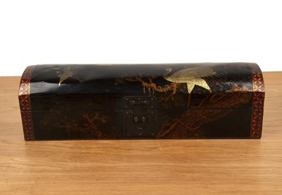 Lot 500 - Lacquered opium pipe case Chinese painted with...