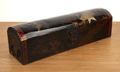 Lot 500 - Lacquered opium pipe case Chinese painted with...