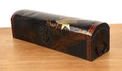 Lot 500 - Lacquered opium pipe case Chinese painted with...