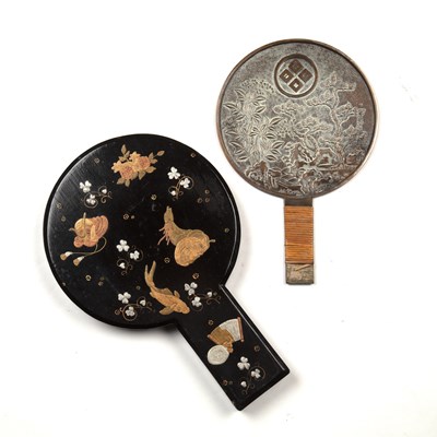 Lot 499 - Bronze mirror Japanese in an original black...