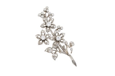 Lot 185 - A diamond floral spray brooch, designed as a...