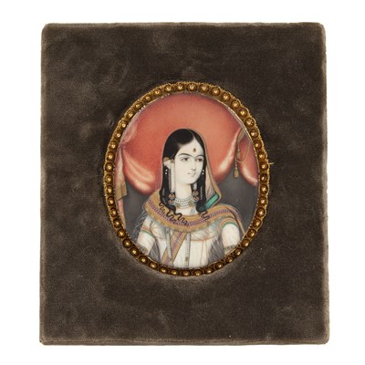 Lot 203 - Ivory miniature portrait of a princess Indian,...