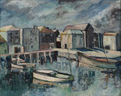 Lot 209 - British school (20th century) A harbour side,...