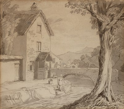 Lot 176 - John White Abbott (1763-1851) River landscape...