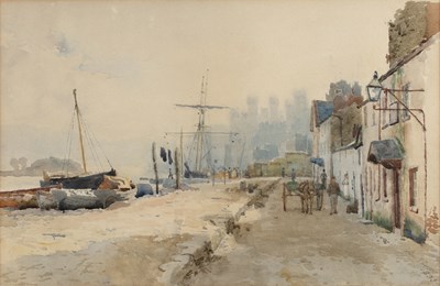 Lot 166 - Samuel Towers (1862-1943) Street scene with...