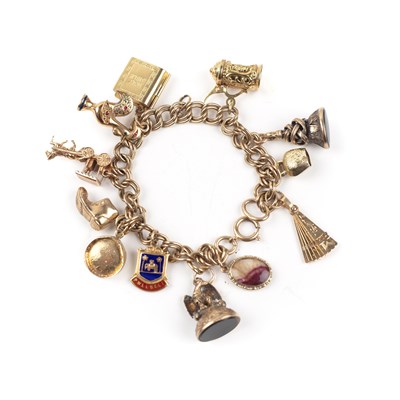 Lot 256A - 9ct gold charm bracelet with various unmarked...