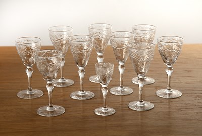 Lot 360 - Webb of England set of six wine glasses,...