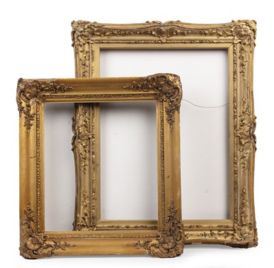 Lot 570 - A late 19th century gilt gesso frame of rococo...