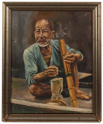 Lot 316 - W.H. Chen (20th century) A seated man with...