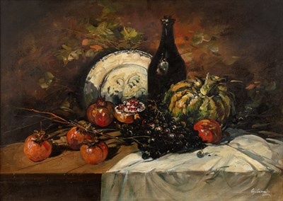 Lot 290 - G * Currni (?) Still life - a wine bottle,...