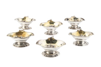 Lot Six early George III silver pedestal salts, of...