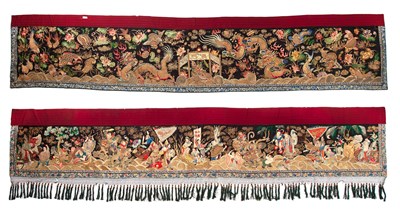 Lot 251 - Two large embroidered panels Chinese the first:...