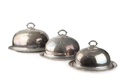 Lot 821 - A set of three 19th century silver plated...