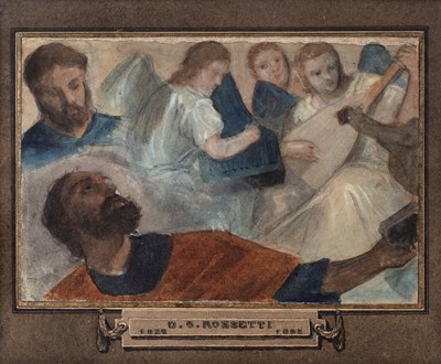 Lot 399 - After Rossetti musical figures watercolour...