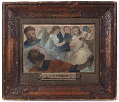 Lot 399 - After Rossetti musical figures watercolour...