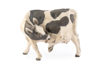 Lot 672 - Lawson Rudge (b.1936) Model of a cow raku...