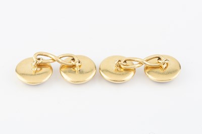 Lot 203 - A pair of lapis lazuli cufflinks, each...