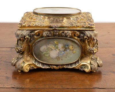 Lot 361 - A 19th century Rococo-style brass jewellery box