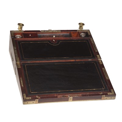 Lot 67 - A William IV mahogany naval campaign writing...