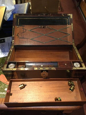 Lot 67 - A William IV mahogany naval campaign writing...