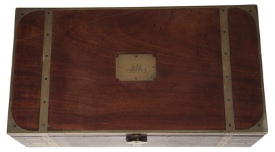 Lot 67 - A William IV mahogany naval campaign writing...