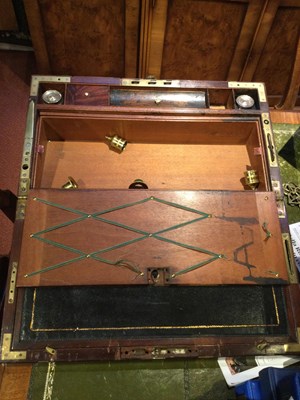 Lot 67 - A William IV mahogany naval campaign writing...